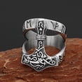 thumbnail image 5 of Mens Viking Hammer Ring Stainless Steel Geometric Design Vintage Norse Mythology Inspired Adornment Of Quality, 5 of 5