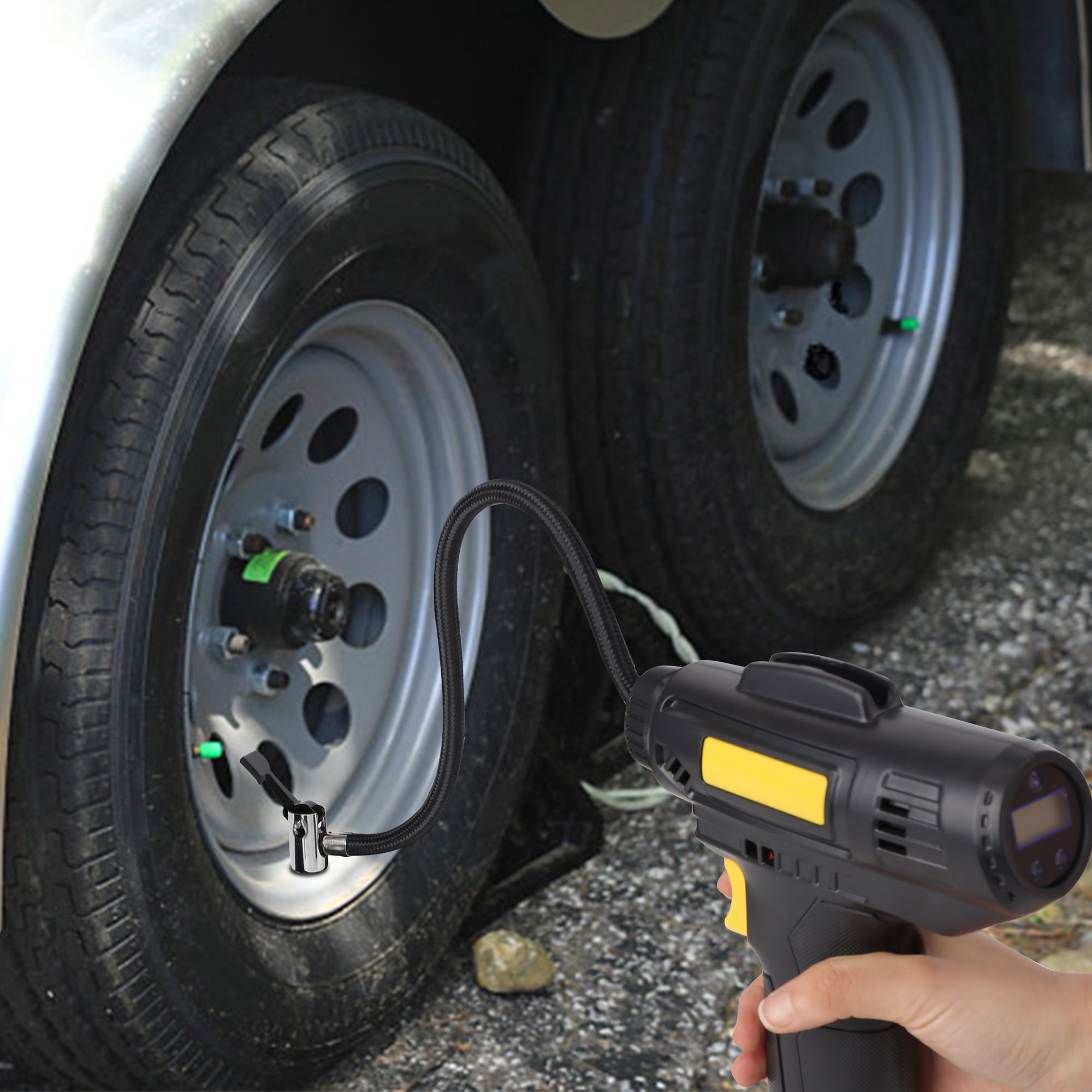 Portable Air Compressor, 120W Rechargeable Battery Powered Handheld Tire Inflator, Air Pump for Car Motorcycle E-Bike