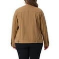 thumbnail image 3 of Agnes Orinda Women's Plus Size Denim Jacket Button Down Anorak Utility Casual Cargo Jackets with Pockets 2025 Outfits 1X Brown, 3 of 5
