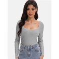 thumbnail image 4 of Womens Casual Long Sleeve Scoop Neck Slim Fitted Basic Top, 4 of 6
