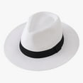thumbnail image 2 of Fgnfyis Men's Wide Brim Straw Fedora Hat Summer Outdoor Sun Breathable Cowboy Beach Headwear White1 One Size, 2 of 3