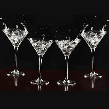 

Slanted Glasses Set Of 4- Glass Gift Set- Tall Cosmo Cocktail-Hand Blown Bar Glasses For Cosmopolitan Margarita Gimlet (Set Of 4)