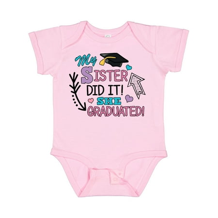 

Inktastic My Sister Graduated with Cap and Arrows Gift Baby Girl Bodysuit