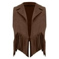 thumbnail image 6 of OGLCCG Girls Sleeveless Fringe Suede Vests Suede Open Front Cardigan Vest Sleeveless Cowgirl Western Tassel Jacket Hippie Party Size 3-12, 6 of 6