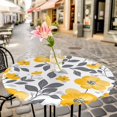 thumbnail image 6 of Round Fitted Tablecloth,Spring Yellow Flower on White Circle Table Cover Waterproof Table Cloth with Elastic Edge,Farmhouse Floral Leaves Outdoor Tablecloths for Kitchen Picnic 36-44in, 6 of 9
