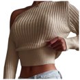 thumbnail image 1 of Gibobby suéteres de invierno de punto Moda mujer sexy color sólido fuera del hombro manga larga suéter suéter blusa (Caqui, M), 1 of 5