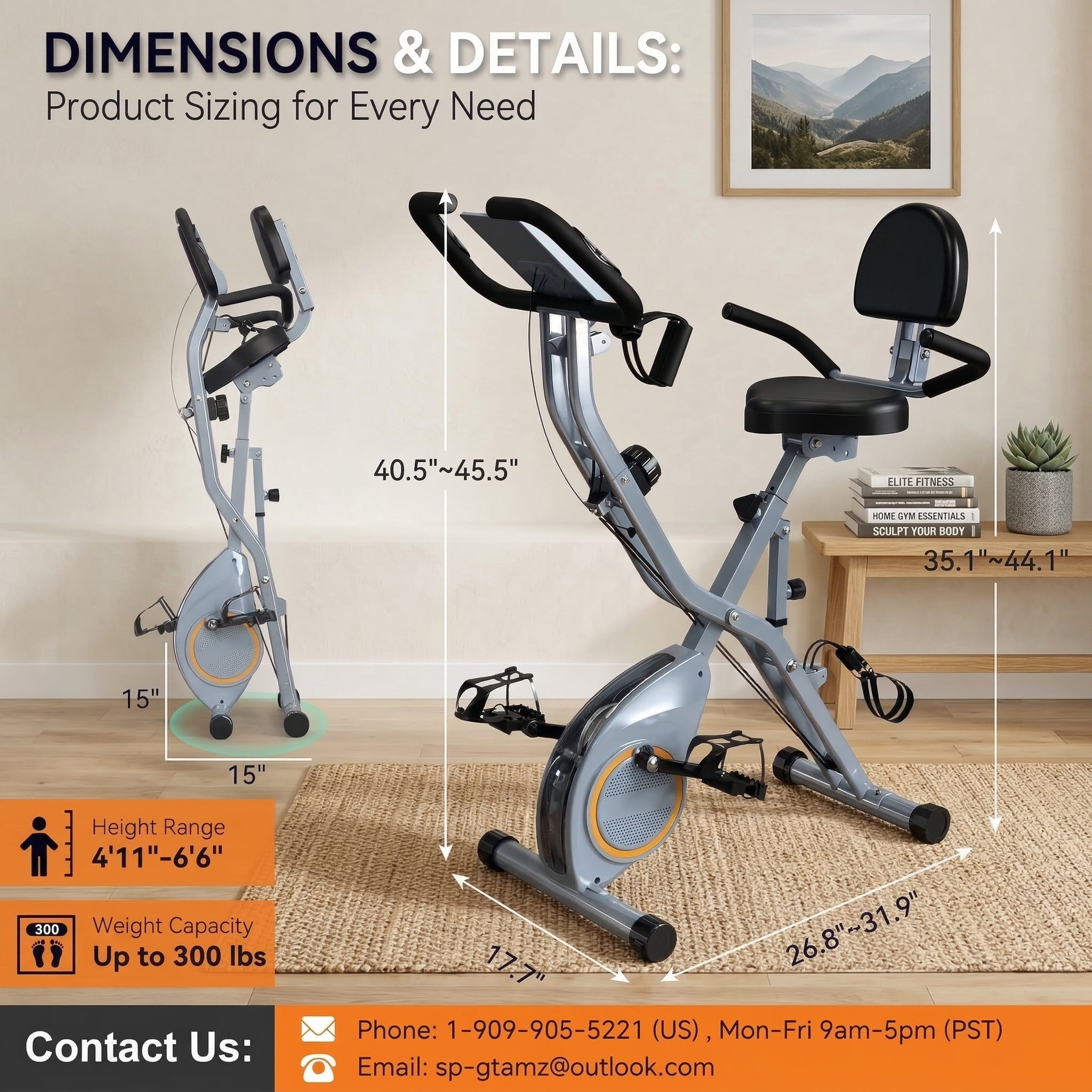 USLIM 5-in-1Exercise Bike, Precision Magnetic Stationary Cycling Bike, 300 lb Capacity