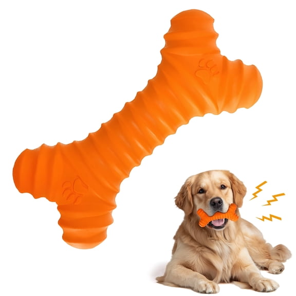 Rubber Bone, Dog Chew Toy for Aggressive Chewers with Squeaky, Durable Dog Toys for Large and Medium Breeds, Standing Stick Animal Puppy Fetch Interactive Play,6 In(1 Pack)