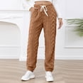 thumbnail image 6 of Ladies Plush Warm Thermal Pants Lace-up High Waist Jogger Trousers Pockets Fluffy Fleece Sweatpants Pajama Bottoms (XX-Large, Brown), 6 of 6