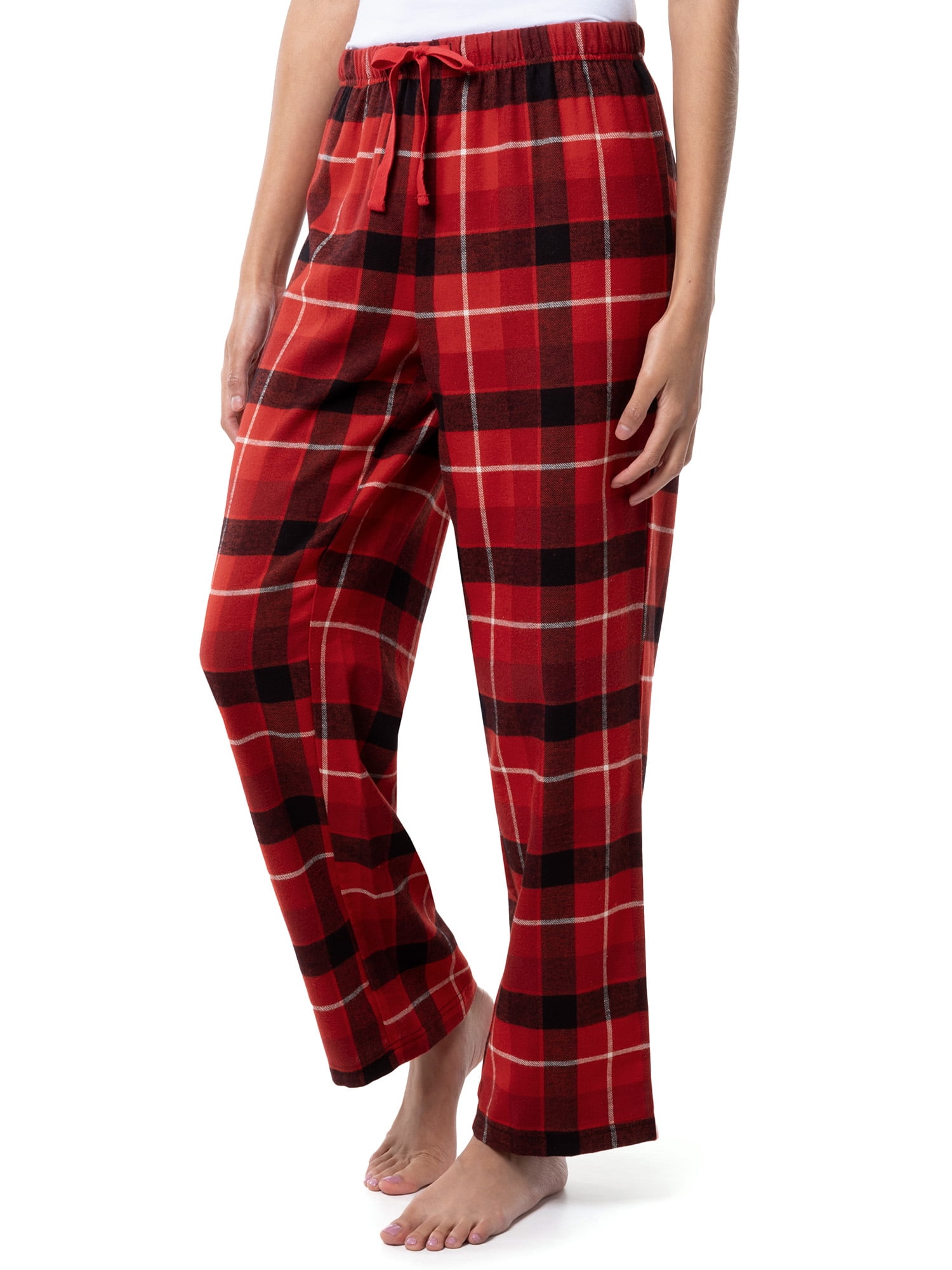 Fruit of the Loom Women's Beyond Soft Long Sleeve Waffle Top and Flannel Bottom Pajama Set, Sizes S-4X