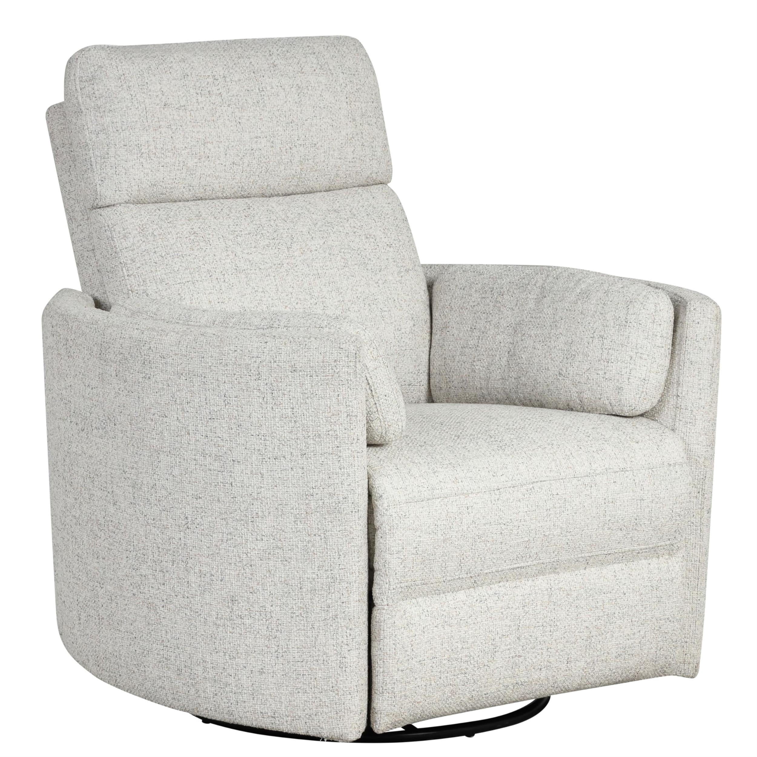 Pemberly Row Contemporary Fabric Power Swivel Glider Recliner in Natural Quartz