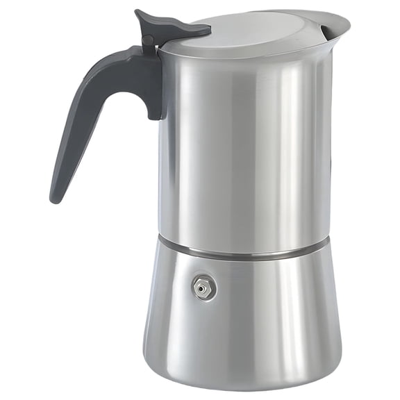 Large 10.14 oz / 300 ml Moka Pot,304 Stainless Steel Italian Coffee Maker,Double Valve Design for Smooth Espresso,Stovetop Cooker for Home or Outdoor,4-6 Cup Capacity,Easy to Clean