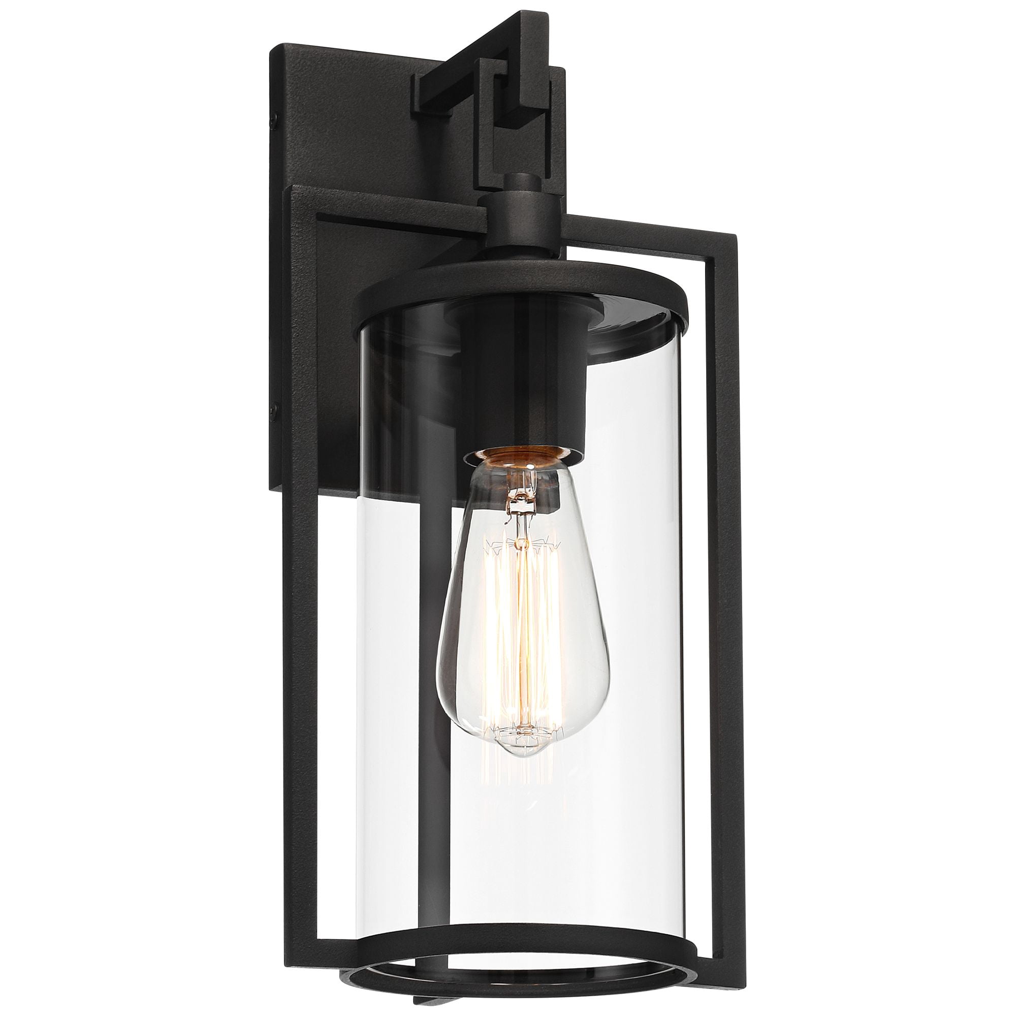 John Timberland Rennes 15 3/4" High Modern Outdoor Wall Light Fixture Mount Porch House Exterior Set of 2 Black Clear Glass Shade