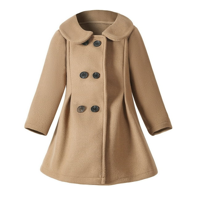 Gibobby Blusas Manga Larga Niñas Abrigo de lana para niños y niñas, abrigo cálido de invierno, chaqueta para niños, prendas de vestir, ropa (Caqui, 3-4 Años)