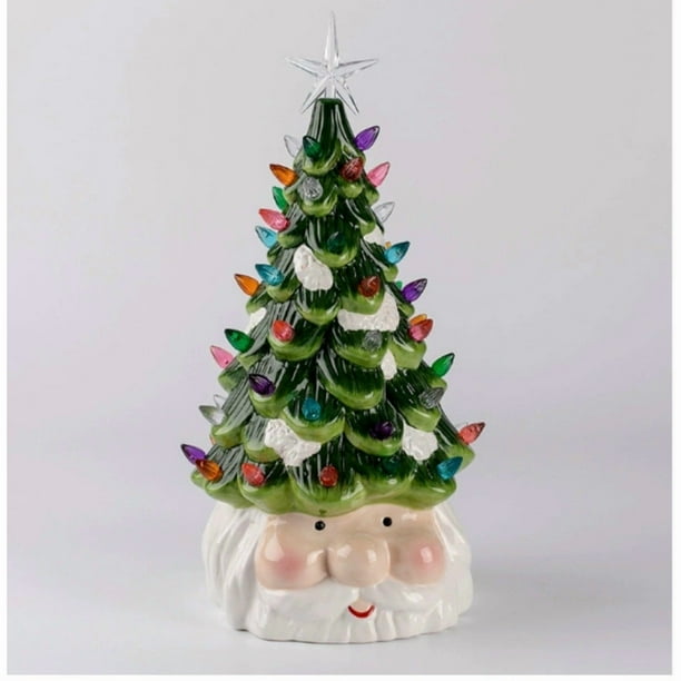 Resin Christmas Tree Tabletop Decoration With Lights - 11 Inch For Home Office And Holiday Decorations