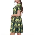 thumbnail image 2 of Uemuo Peacock Gold Feather Print Womens Summer Dress Casual Swing Short Sleeve Sundresses Beach A-line Shift Dress, 2 of 6