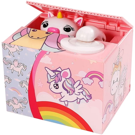 Piggy Bank Steal Coin Box Electronic Money Bank Cute Money Saving Box with Smart Voice Prompt, Great Gift for Boys Girls Kids in Birthday New Year Christmas (Lovely Unicorn)