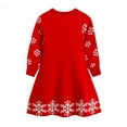 thumbnail image 4 of IVEYRTF Christmas Print Long Sleeve Round Neck Casual Sweater Dress for Little Girls with Headband for Holiday Parties Family Soft Comfortable Kids Daily Wear Outfit Ideal Birthday(Red,6 Years), 4 of 8