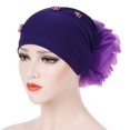 thumbnail image 4 of Xinyolin Muslim Women Faux Pearl Flower Hat Hijab Hair Loss Head Scarf Turban Cap Wrap, 4 of 6