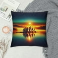 thumbnail image 2 of Patifu Sunset Lake Mist Graphic Decorative Pillow Cover for Home Couch Living Room Bed Sofa 12x12in, 2 of 5