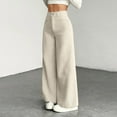 thumbnail image 6 of Corduroy Pants Audhol Pants for Women Corduroy Wide Leg Culottes Bottoms Work Trousers Loose Fit Casual Elastic Waist Womens Trousers Beige M, 6 of 9