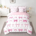 thumbnail image 2 of jejeloiu Kawaii Bow Ribbon 7 Pieces Bedding Comforter Set,Pink Cute Dots Full Bedding Set For Girls Teens Reversible, 2 of 8