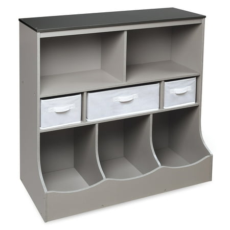 badger basket combo bin storage unit with three baskets gray