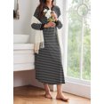 thumbnail image 3 of KISSGAL Women Long Nightgown V Nek Nightshirt Striped Sleepwear Full Length Sleepshirt with Pockets Long Sleeve Sleep Dress, 3 of 7