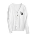 thumbnail image 5 of Miluxas Women's V Neck Long Sleeve Button Down Sweater Cardigan Soft Knit Top White S(S), 5 of 5