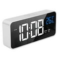 thumbnail image 2 of Mirror LED Alarm Clock Two Sets of Alarm Rechargeable Voice Activated Digital Clock for Bedrooms Bedside Desk Silver, 2 of 8