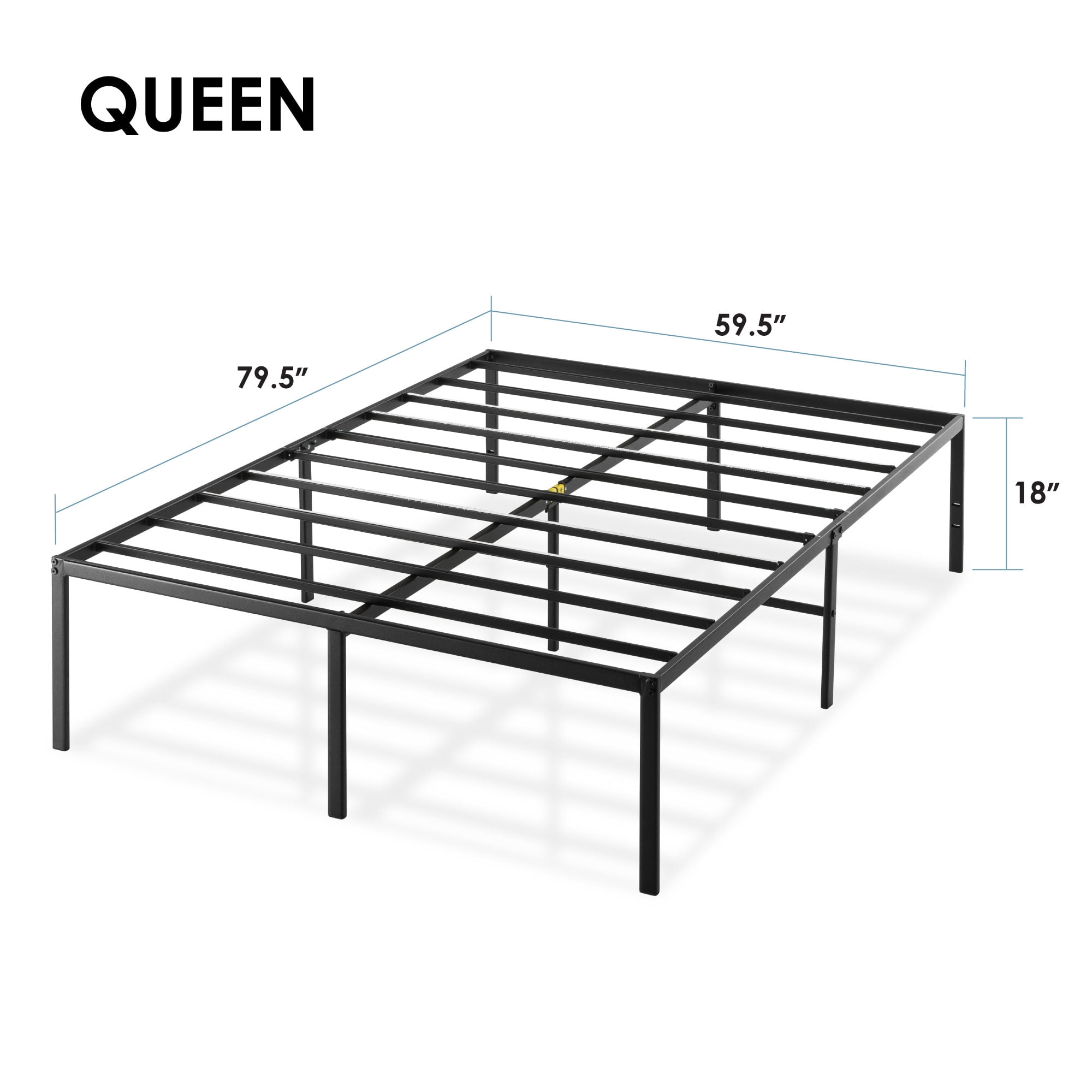 Best Price Mattress 18" Metal Platform Bed Frame, Heavy-Duty Steel Slats, Black, Queen