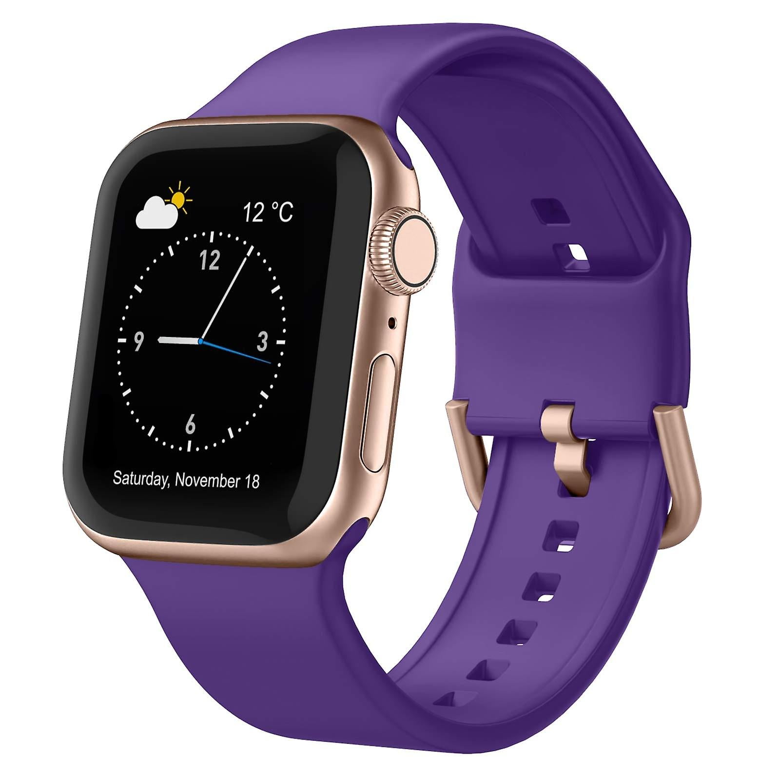 T Gift Of compatible Apple Watch Series 7 45mm Pin Buckle Silicone Watch Band Purple