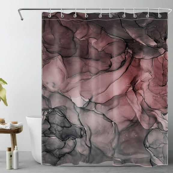 Abstract Marble,Pink and Black Marble Texture Modern Art Shower Curtain for Bathroom Polyester Fabric Bathroom Decoration Bath Curtains Hooks Included 36"W x 72"L (Pack of 1)