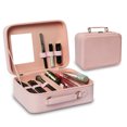 thumbnail image 1 of Travel Makeup Case with Mirror - Partitionable Cosmetic Makeup Train, 1 of 8