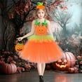 thumbnail image 2 of FYDUU Kids Girls Halloween Pumpkin Dress Girls Tutu Dresses With Bag Headband 3 Pcs Set Holiday Party Fancy Dress Up Outfit Stylish Comfort, 2 of 9