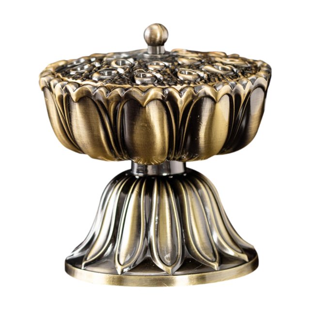 Quemador de incienso de loto, elegante, regalo decorativo, compacto, bobina de metal china. Bronce