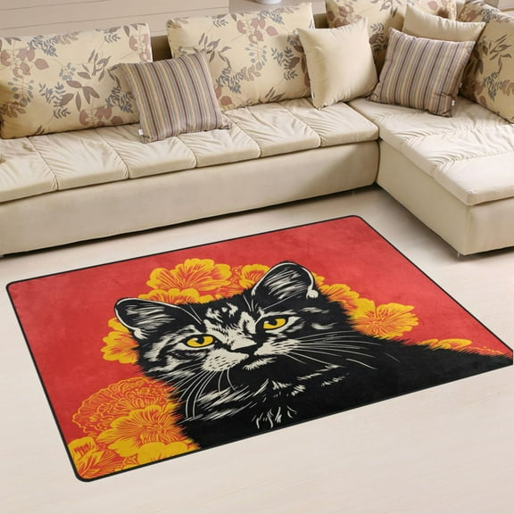 Ryvnso Cool Cat Area Floor Mat Non-Slip Carpet Soft Rugs Doormats 31" x 20"