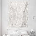 thumbnail image 1 of Geometric Tapestry, Geometrical Floral Patterns Dots Monochromic Classic Nostalgia Circles, Wall Hanging for Bedroom Living Room Dorm Decor, 60W X 80L Inches, Warm Taupe Cocoa, by Ambesonne, 1 of 2