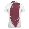 thumbnail image 5 of Garnet And Gold Feather Pattern Men Zipper T-shirt Summer Casual Short Sleeve T-shirt Top, 5 of 7
