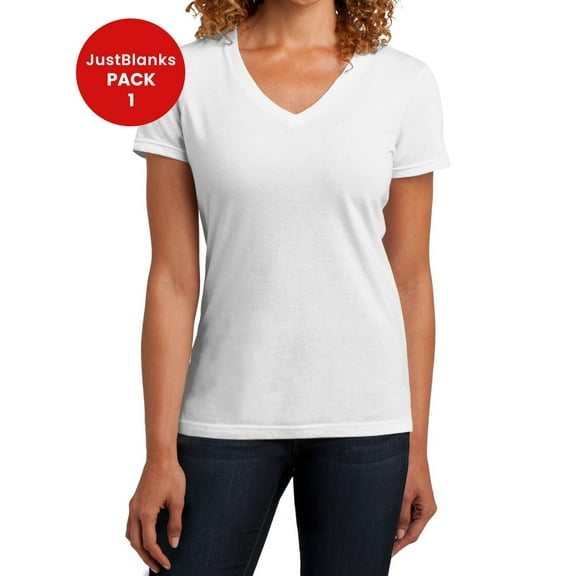 JustBlanks Women Perfect Blend V Neck Tee 1x1 rib knit neck Shoulder to shoulder taping