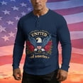 thumbnail image 2 of Usa 250th Anniversary Merchandise, 4th of July Shirts for Men Patriotic Long Sleeve Tops Eagle Print Shirt Button Up Henley Pullover, 2 of 7