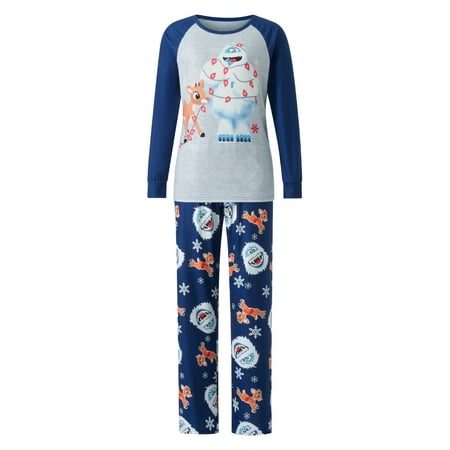 

Eyicmarn Christmas Family Matching Pajamas Elk Snowman Print Raglan Long Sleeve Tops and Stretch Casual Pants Sleepwear