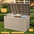 thumbnail image 6 of Decksplore 250 Gallon Extra Large Resin Deck Box, Soft Close Lockable UV-Resistant Outdoor Storage Box, Light Coffee, 6 of 8