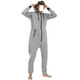 thumbnail image 3 of xiaxaixu Men Fall Sleeping Jumpsuit, Hooded Long Sleeves Zip-Up Romper, 3 of 5