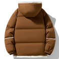 thumbnail image 5 of Unisex Winter Hooded Cotton Jacket, Loose Fit Bomber Style Thickened Warm Coat with Water Resistant Finish, Oversized Puffer Parka for Men and Women, All Season Thermal Insulated Outerwear Coffee XL, 5 of 5