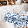 thumbnail image 3 of White and Blue Porcelain Waterproof Fabric Tablecloth, Rectangle Watercolor Wrinkle Oil-Proof Resistant Table Cover for Dining Table, Buffet Parties and Campin,(60" inch Round), 3 of 6