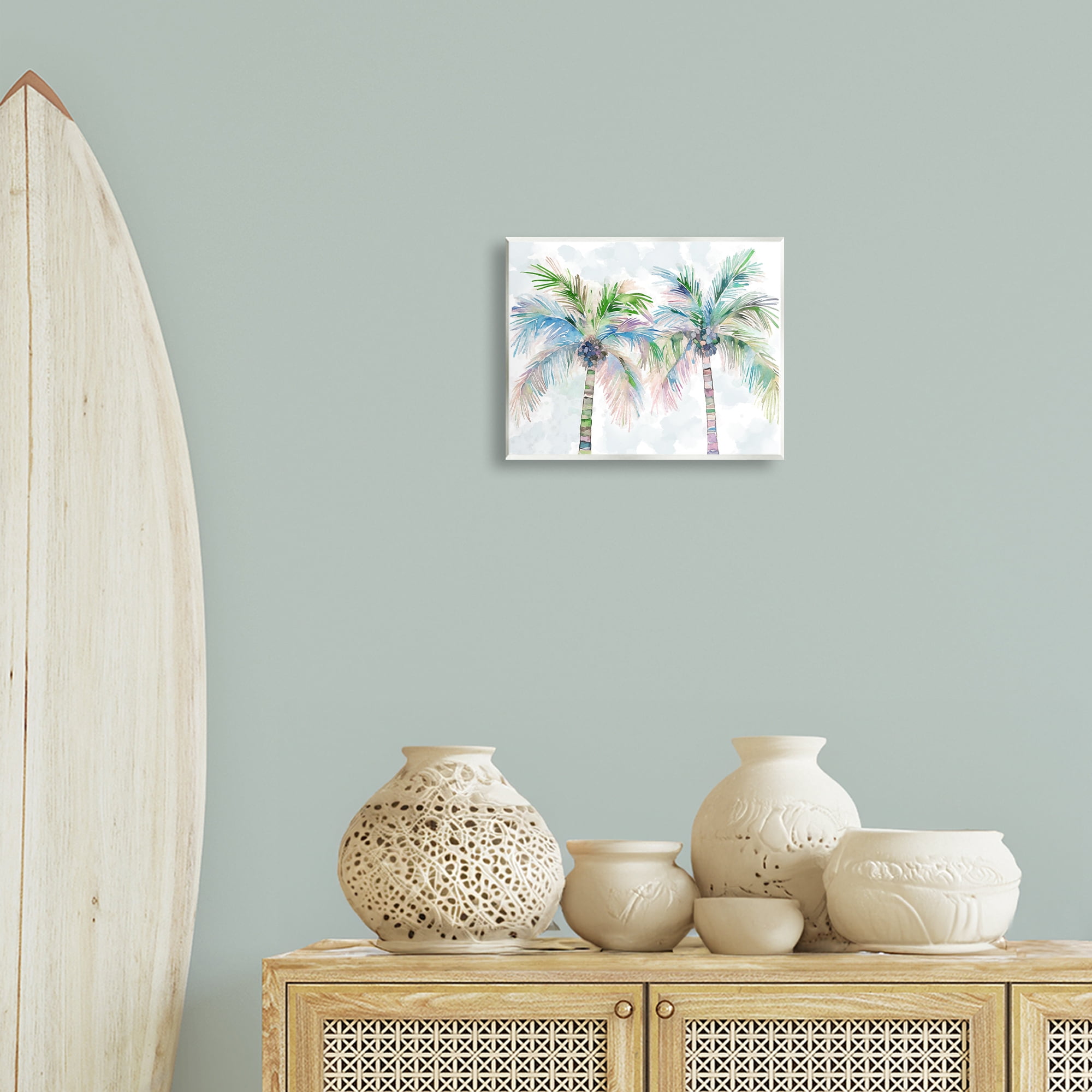 Stupell Industries Soft Palm Tree Pair Botanical & Floral Painting Unframed Art Print Wall Art, 14 x 11
