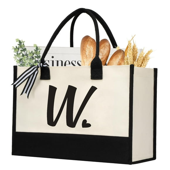 shenee Bolsa de lona con inicial, bolsa de yute de playa personalizada, regalo para mujeres, vacaciones, amigos, regalo de cumpleaños, boda, Año Nuevo