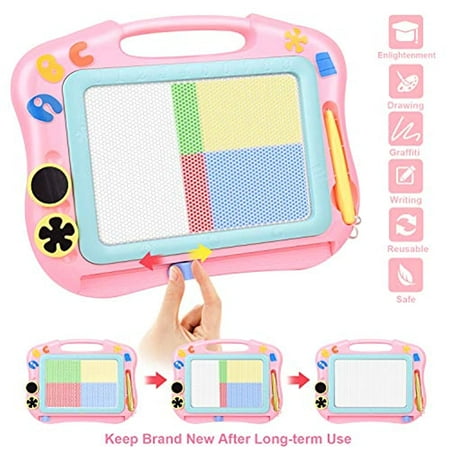 Magnetic Drawing Board Erasable for Kids Colorful Magna Doodle Toys Gifts for Toddlers Girls Writing Sketching Pad Gift Toy Birthday Present for 1 2 3 4 Year Old Girl Travel Size