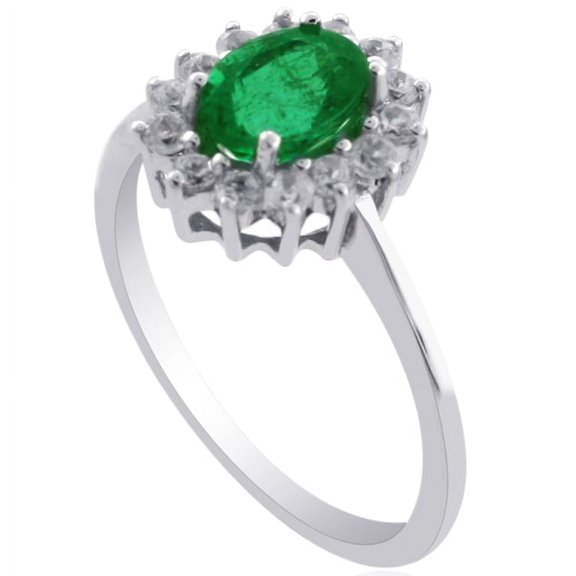 Carillon Princess Diana Solitaire Oval 7X5 MM 1.31 Ctw Chrome Diopside 925 Sterling Silver Women's Promise Ring